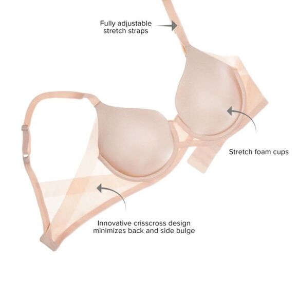 Wacoal- Women’s 853281 Side Smoother Underwire T-Shirt Bra Beige, Plus Size 38G - Picture 4 of 10